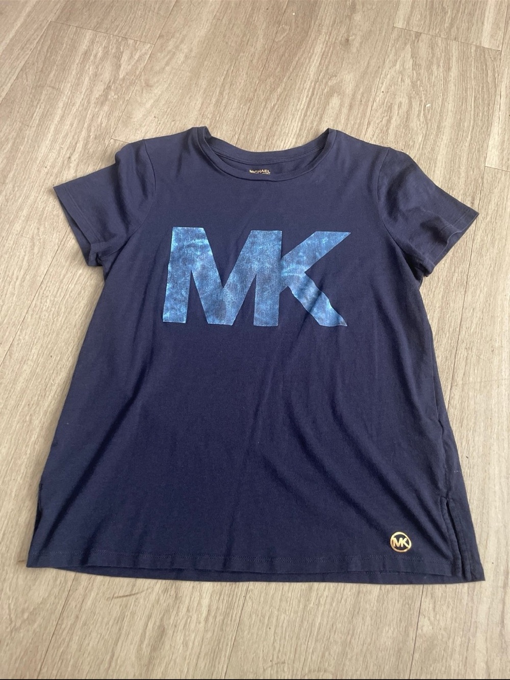 Michael Kors Navy Short Sleeve Tee with Blue MK Logo